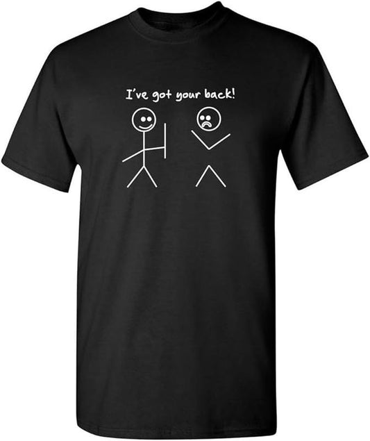 Funny Best Friend Shirts, Gift For Best Friend, I Got Your Back Stick Figure Graphic Friendship Novelty Sarcastic Funny T Shirt Menswear Top Casual Classic