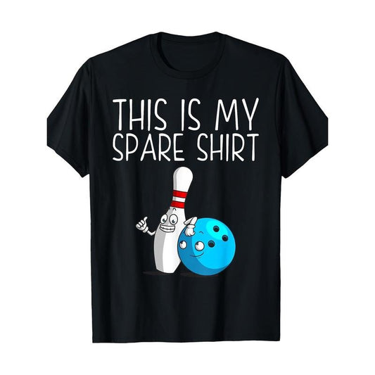 Funny Bowling-Themed Cotton T-Shirt for Men & Women - Casual Crew Neck, Short Sleeve with Geometric Print, Machine Washable made in usa