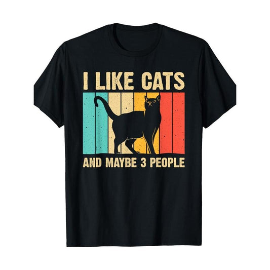 Funny Cat Design Cat Lover For Men Women Animal Introvert T-Shirt100% cotton 220g  made in usa