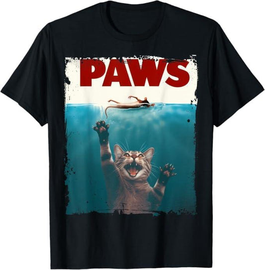 Funny Cat Shirts, Paws Kitten Meow Parody Funny Cat Lover Gifts Cute Cat T-Shirt - Menswear Top Casual Classic