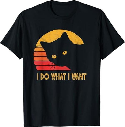 Funny Cat Shirts, Retro I Do What I Want With My Cat Funny gift T-Shirt - Menswear Top
