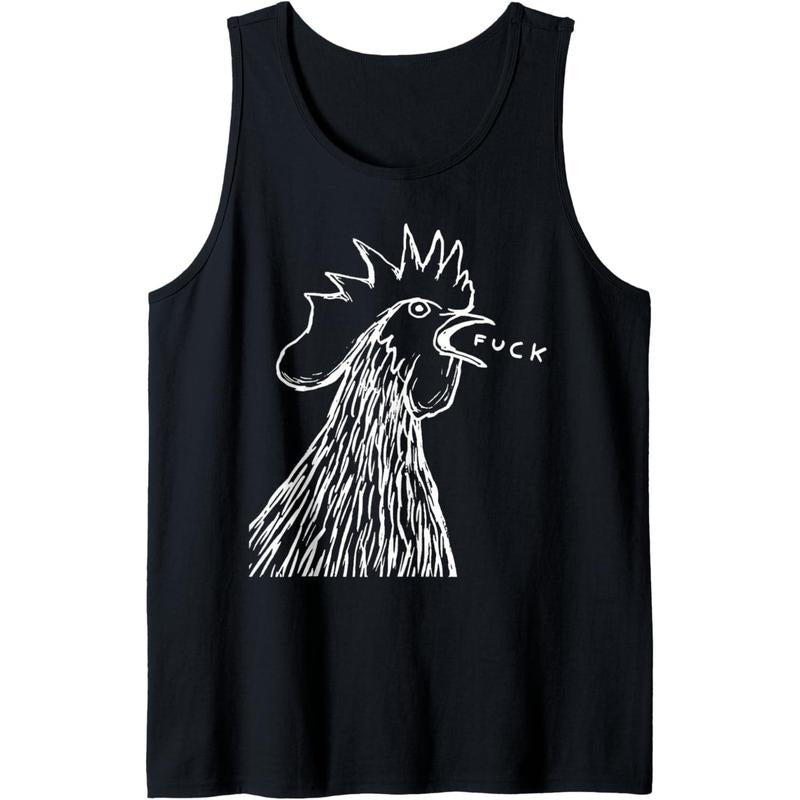 Funny Chicken Rooster Saying FUCK Tank Top made in usa