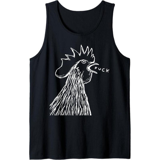 Funny Chicken Rooster Saying FUCK Tank Top made in usa