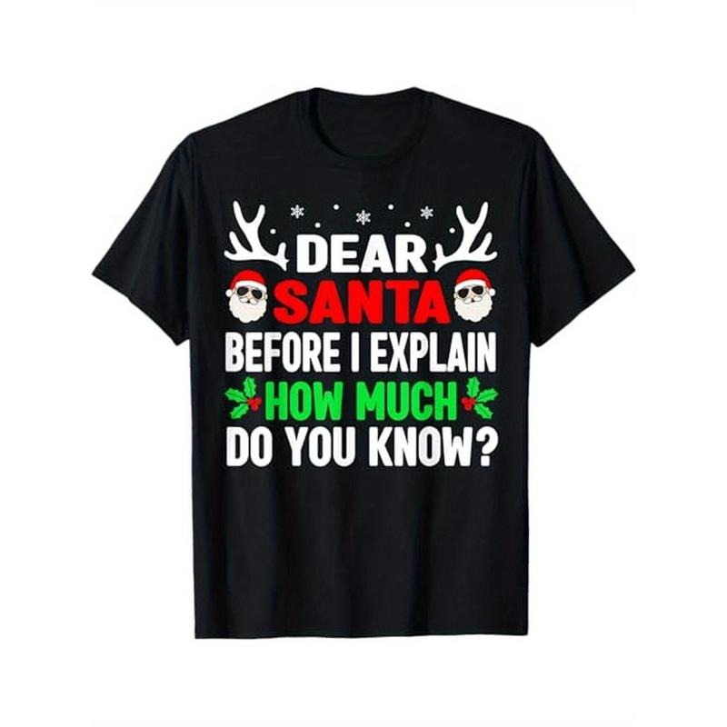 Funny Christmas Adults Dear Santa I Can Explain T-Shirt, 100% Cotton, Halloween Thanksgiving Christmas Gift for Men Women Family Friends, S-XXXL, Black made in usa