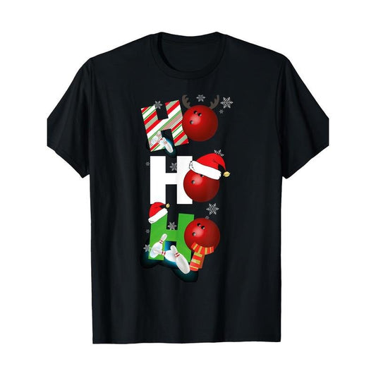 Funny Christmas Bowling Alley Pajamas Player Matching Bowler 220g 100% Cotton T-Shirt made in usa