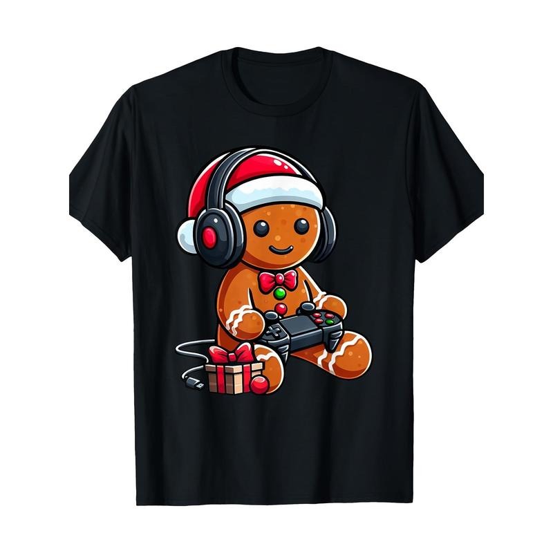 Funny Christmas Gamer Gingerbread Xmas Gaming Men 220g 100% Cotton T-Shirt made in usa