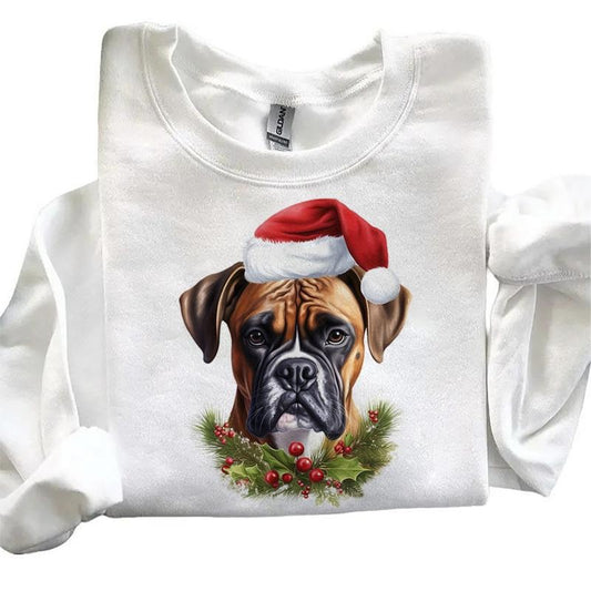 Funny Christmas Santa Dog Hat Sweatshirts Hoodie Tropical Dog Summer 4th of July Cute T-shirt Hunting Season Unisex 1 Cotton Menswear