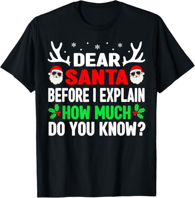 Funny Christmas Shirt, Christmas Gift, Funny Christmas Dear Santa I Can Explain T-Shirt - Menswear Top