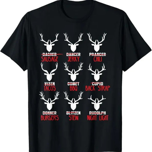 Funny Christmas Shirt, Christmas Gift, Funny Christmas Deer Hunters All of Santa's Reindeer T-Shirt - Menswear Top