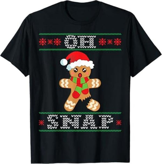 Funny Christmas Shirt, Christmas Gift, Gingerbread Man Oh Snap Funny Christmas Ugly Sweater T-Shirt - Menswear Top