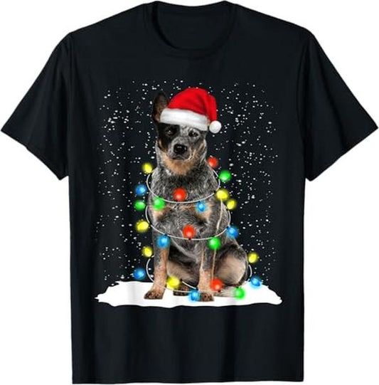 Funny Christmas Shirts, Blue Heeler Christmas Light Funny Gift For Dog Lover T-Shirt - Menswear Top