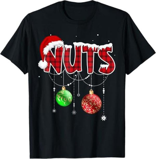 Funny Christmas Shirts, Chest Nuts Funny Matching Chestnuts Christmas Couples Nuts T-Shirt - Menswear Top
