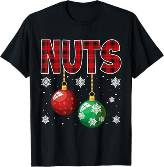 Funny Christmas Shirts, Chest Nuts Matching Chestnuts Funny Christmas Couples Nuts T-Shirt - Menswear Top