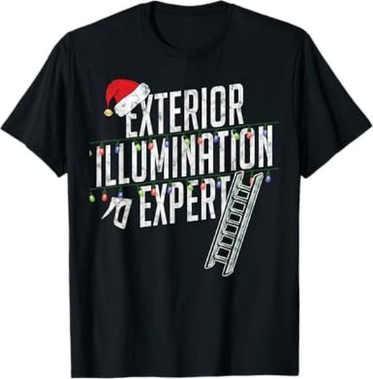 Funny Christmas Shirts, Exterior Illumination Expert Funny T shirt Christmas Lights T-Shirt - Menswear Top