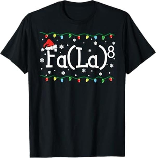 Funny Christmas Shirts, FA (LA)8 Funny Christmas Santa Fa La Math Teacher Student T-Shirt - Menswear Top