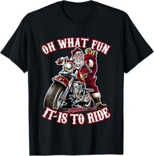 Funny Christmas Shirts, Funny Motorcycle Biker Grandpa Santa Rider Christmas T-Shirt - Menswear Top
