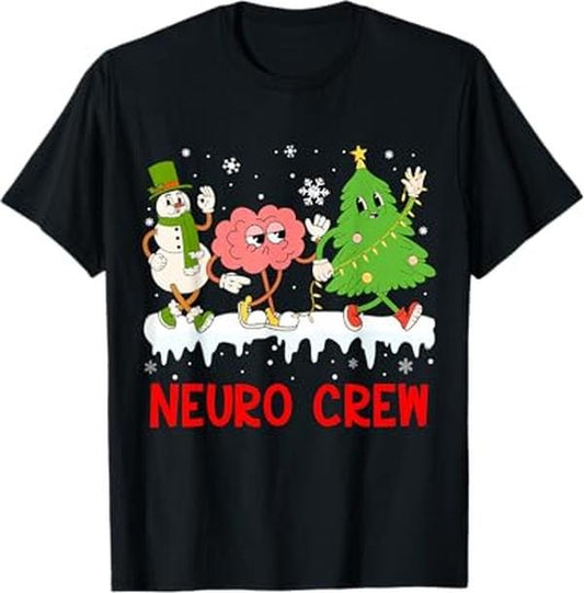 Funny Christmas Shirts, Neuro Crew Funny Christmas Neuro Nurse Brain Neurology Tech T-Shirt - Menswear Top