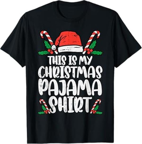 Funny Christmas Shirts, This Is My Christmas Pajama Shirt Funny Xmas PJs Men Women T-Shirt - Menswear Top
