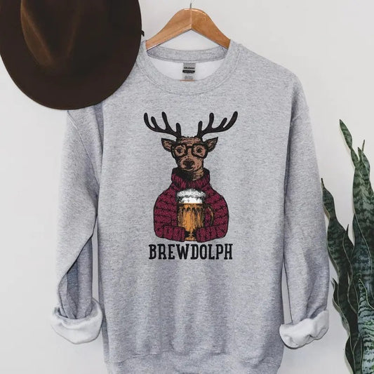 Funny Christmas Sweatshirt, Beer Lover Christmas T-shirt, Reindeer Christmas Holiday Party Crewneck Sweater