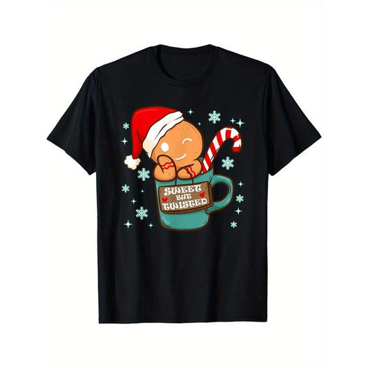 Funny Christmas Sweet Twisted Gingerbread Candy Cane Men's T-Shirt made in usa