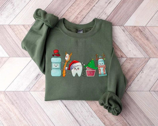 Funny Christmas Teeth Sweatshirt, Christmas Dentist Shirt, Christmas Gift For Dentist, Dental Assistant T-shirt, Christmas Dental Sweatshirt