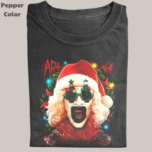 Funny Christmas Vintage Tee, Terrifier T-Shirt, Horror Movies Graphic Tee, Meme Cringe Funny Dumb Shirt, Menswear Womenswear Streetwear