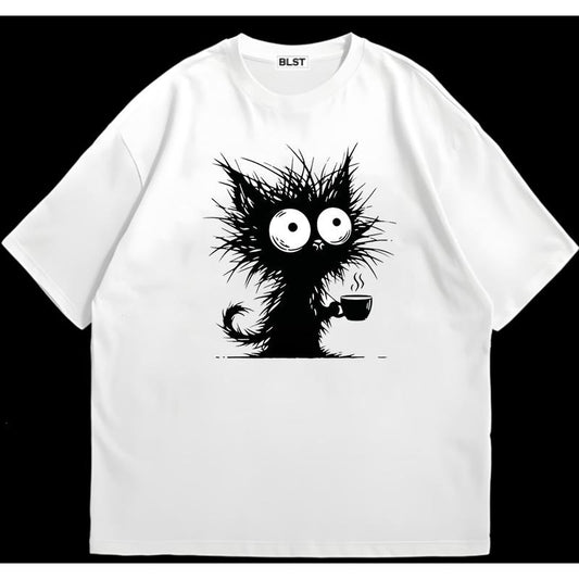 Funny Coffee Cats T-Shirt Trendy Fit Weekend Vibes Only Pair with Anything