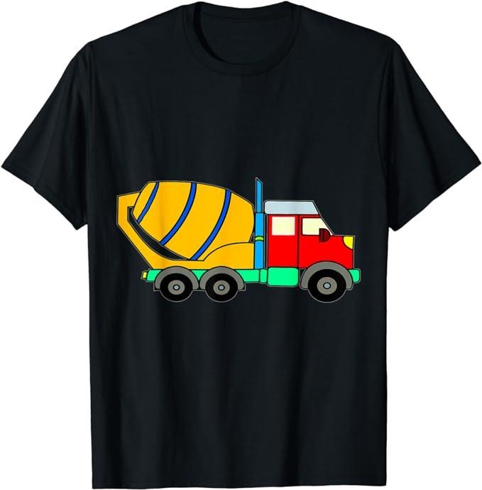 Funny Construction Work Shirts, Cement Mixer Construction Site Work Concrete Truck T-Shirt Menswear Casual Cotton