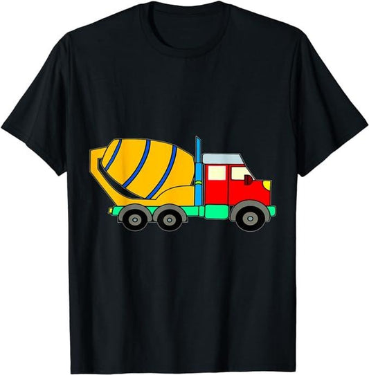 Funny Construction Work Shirts, Cement Mixer Construction Site Work Concrete Truck T-Shirt Menswear Casual Cotton