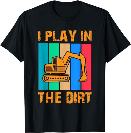 Funny Construction Work Shirts, Construction Backhoe Dirt Equipment Funny Worker Work T-Shirt Menswear Casual Cotton Tee Top