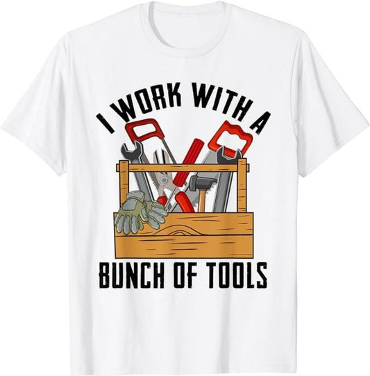 Funny Construction Work Shirts, Funny Construction Worker Gift Carpenter Woodworker Handyman T-Shirt Menswear Casual Cotton