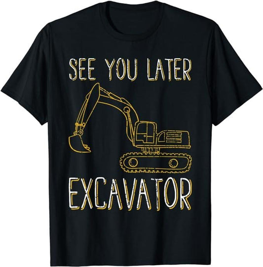 Funny Construction Work Shirts, Funny Excavator Lover Kids Construction Work Excavator T-Shirt Menswear Casual Cotton