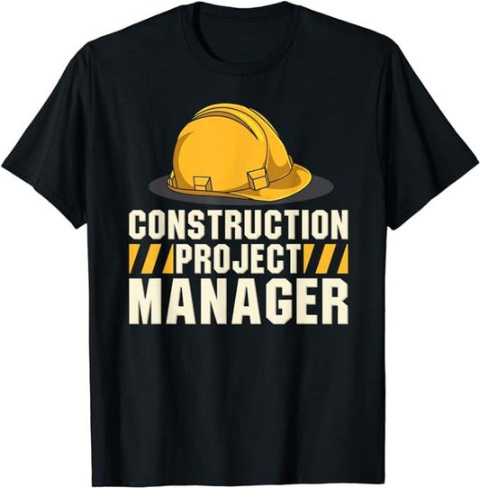 Funny Construction Work Shirts, Work Funny Construction Project Manager Dad T-Shirt Menswear Casual Cotton