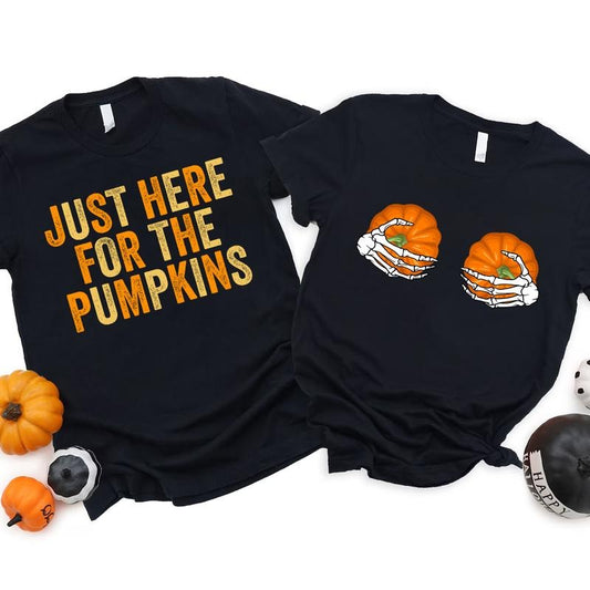 Funny Couples T-shirt for Halloween, Matching Halloween Shirt, Pumpkin Tee, Funny Skeleton Shirt, Fall Shirt, Autumn Tee