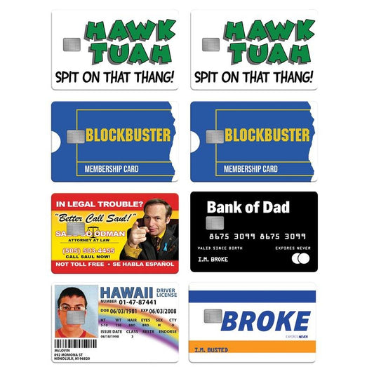 Funny Credit Card Skins 8 Sticker Pack - Credit Card Covers - Credit Card Stickers