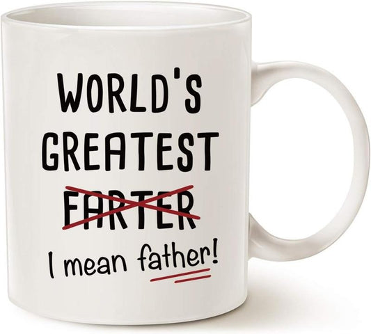 Funny Dad Coffee Mug, World's Great I Mean Father Mug, Gift For Daddy, Father's Day Gift Unique, Dad Gift Mug From Daughter, Novelty Coffee Mug, Gifts For Men Him, 11 15oz Ceramic Cup
