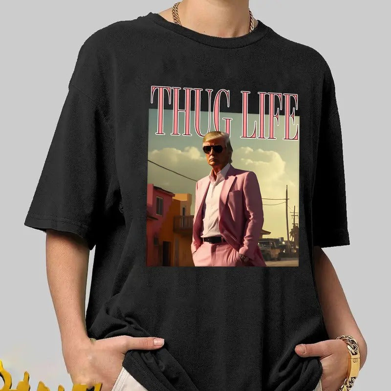 Funny Donald Trump Thug Life Shirt, Funny Meme Country Music Shirt, Viral Trump Thug Life Shirt