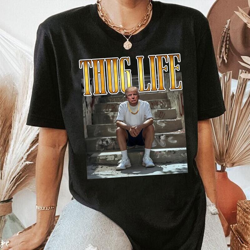 Funny Donald Trump Thug Life Shirt, Funny Meme Country Music Shirt, Viral Trump Thug Life Shirtstyle{n002}2