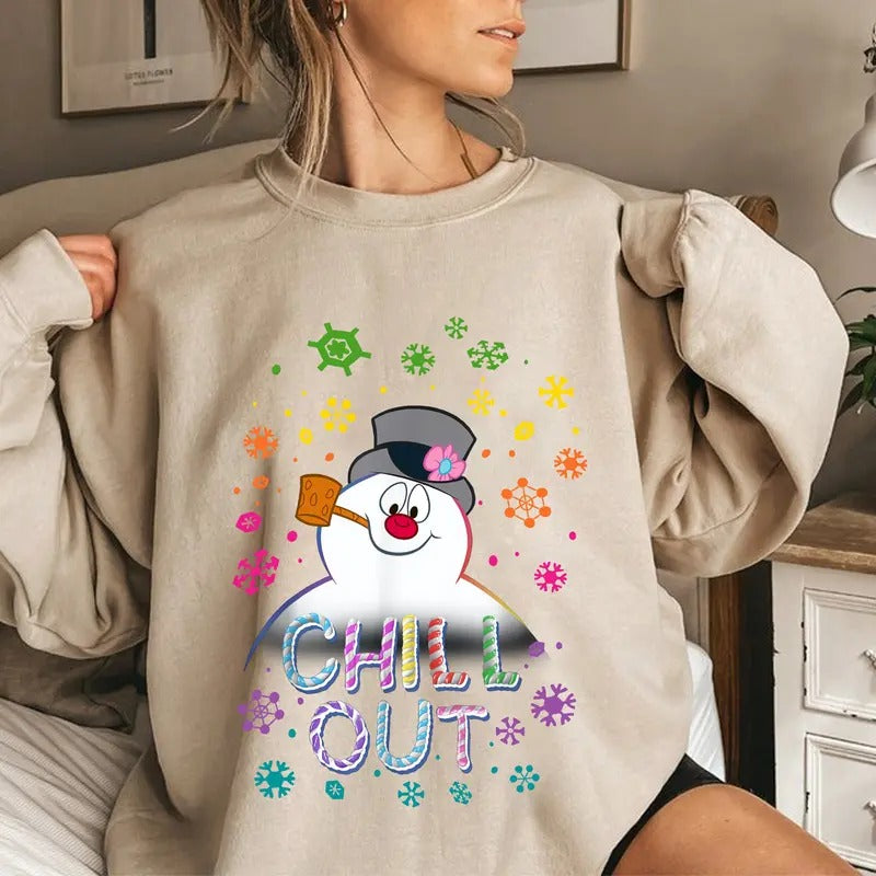 Funny Frosty Shirt, Snowman Christmas Sweatshirt, Frosty Lovers Tee Shirt, Xmas Holiday Shirt, Chill Out Sweatshirt, Cartoon Movie Shirt