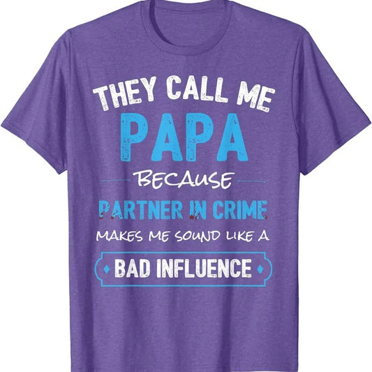 Funny Grandpa Shirts, Papa Partner In Crime Dad T-Shirt