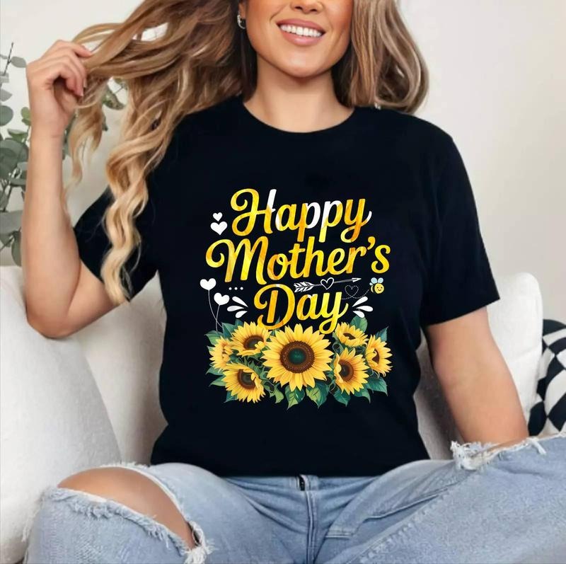 Funny Happy Mothers Day Cute Floral for Women Mom Grandma T-Shirt [Unisex Cotton, Short Sleeve, Crewneck, Top Womenswear]