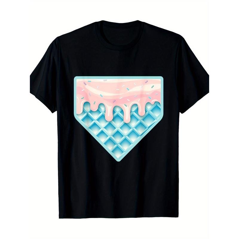 Funny Home Plate Drip- Ice Cream Softball& Baseball T-Shirt, Men's T-shirt, 220g made in usastyle{n002}2
