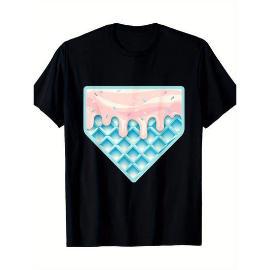 Funny Home Plate Drip- Ice Cream Softball& Baseball T-Shirt, Men's T-shirt, 220g made in usastyle{n002}2