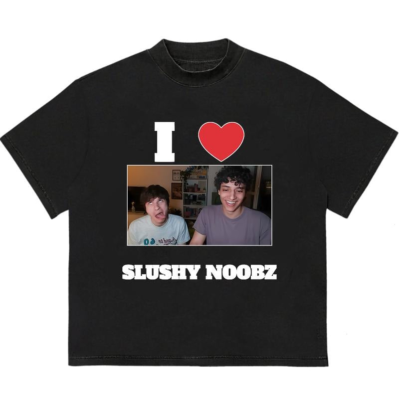 Funny I Love Slushy Noobs T-Shirt Trendy Graphic T-Shirt with Street Style