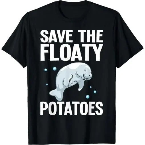 Funny Manatee Designs For Men Women Floaty Potato Sea Cows T-Shirt Made in USA