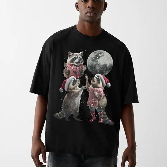 Funny Meme Shirt, Three Raccoons Vintage Christmas Shirt, Retro Raccoon Moon Shirt, Raccoon Lovers, Funny Raccoon Merch, Unisex Raccoon Gifts