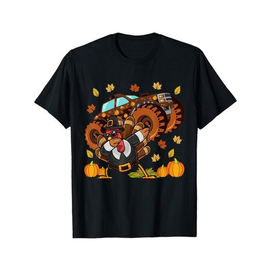 Funny Men T-Shirt Turkey Driving Monster Truck Thanksgiving Pattern Tee Crew neck Short Sleeve Cotton Mans Casual Shirts Lightweight Breathable Tees Home wear Mens T Shirts Tops For Man Sport Undershirt Summer Top Fashion Streetwer made in usa