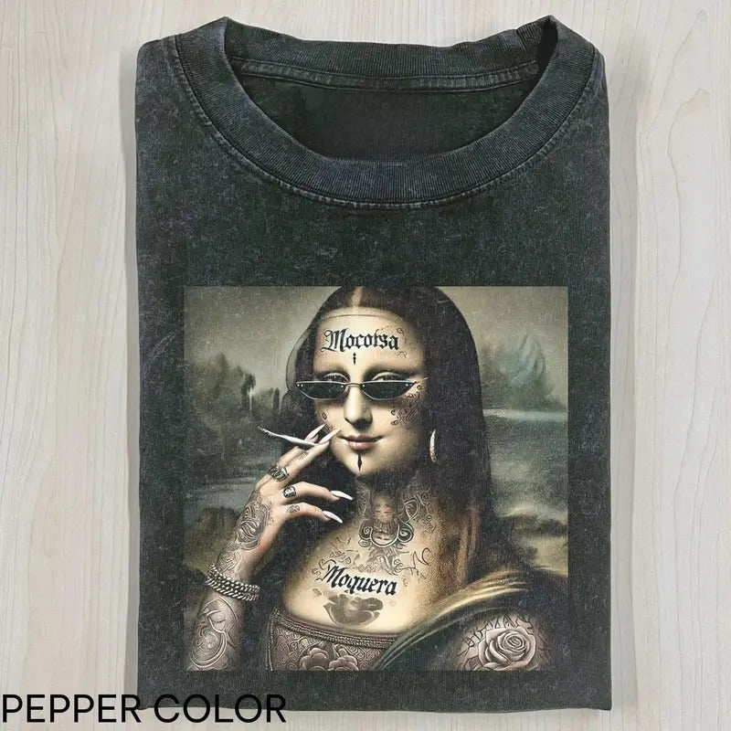 Funny Mona Lisa Cool Tshirt, Unisex Meme Cringe Funny Dumb Shirt Top Menswear Womenswear Streetwear