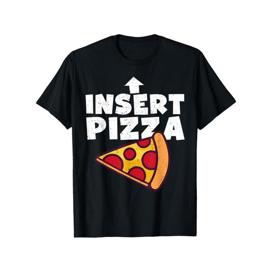 Funny Pizza Print Cotton T-Shirt - Perfect for Dad Jokes & Casual Wear, Breathable & Machine Washable, Great Gift for Men & Women, Sizes S-XXXL, Black made in usa