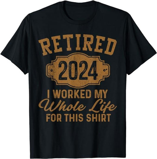 Funny Retirement Shirts, Retirement Gifts Men Women Retired 2024 T-Shirt Menswear Top Casual Cotton Tee